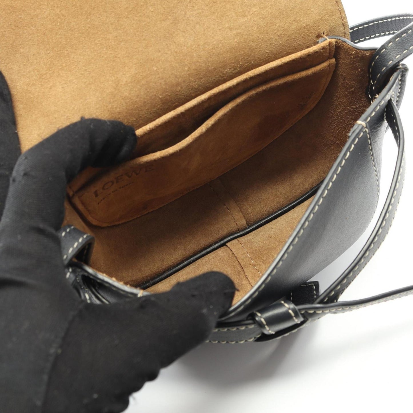 LOEWE Gate Bag Mini Shoulder Leather Women's Black