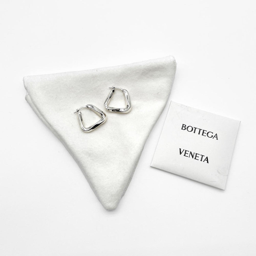 BOTTEGA VENETA Essential Twist Triangle Hoop Earrings, SV925 Silver, Men's & Women's — Like New