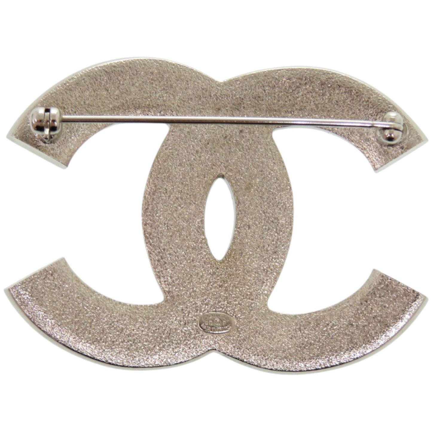 Chanel Coco Mark Rhinestone Metal Silver and Blue Brooch 1673CHANEL