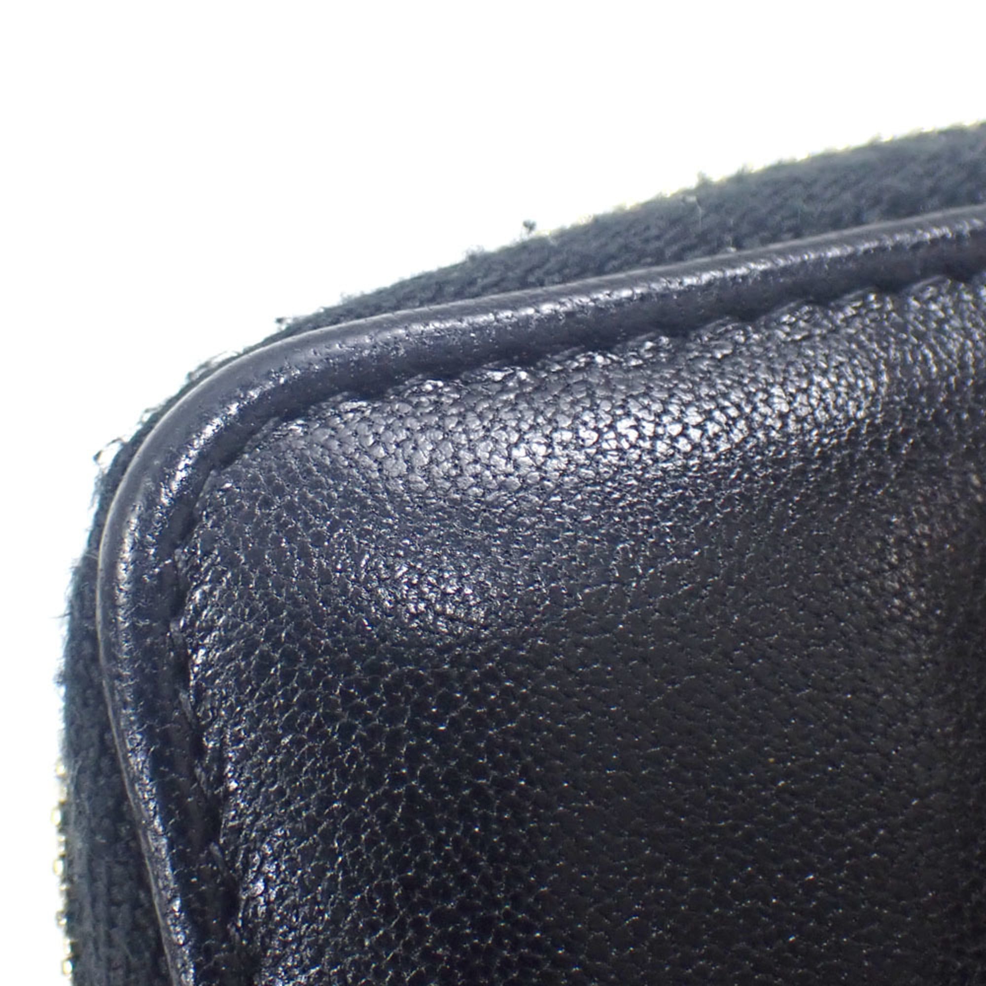 Chanel 19 Coin Case, Women's, Black Leather, AP0949, Round Coco Mark, Disneuf