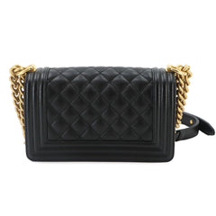 Chanel Boy Small Chain Shoulder Handbag, Caviar Leather, Black, A67085, Gold Hardware — Like New