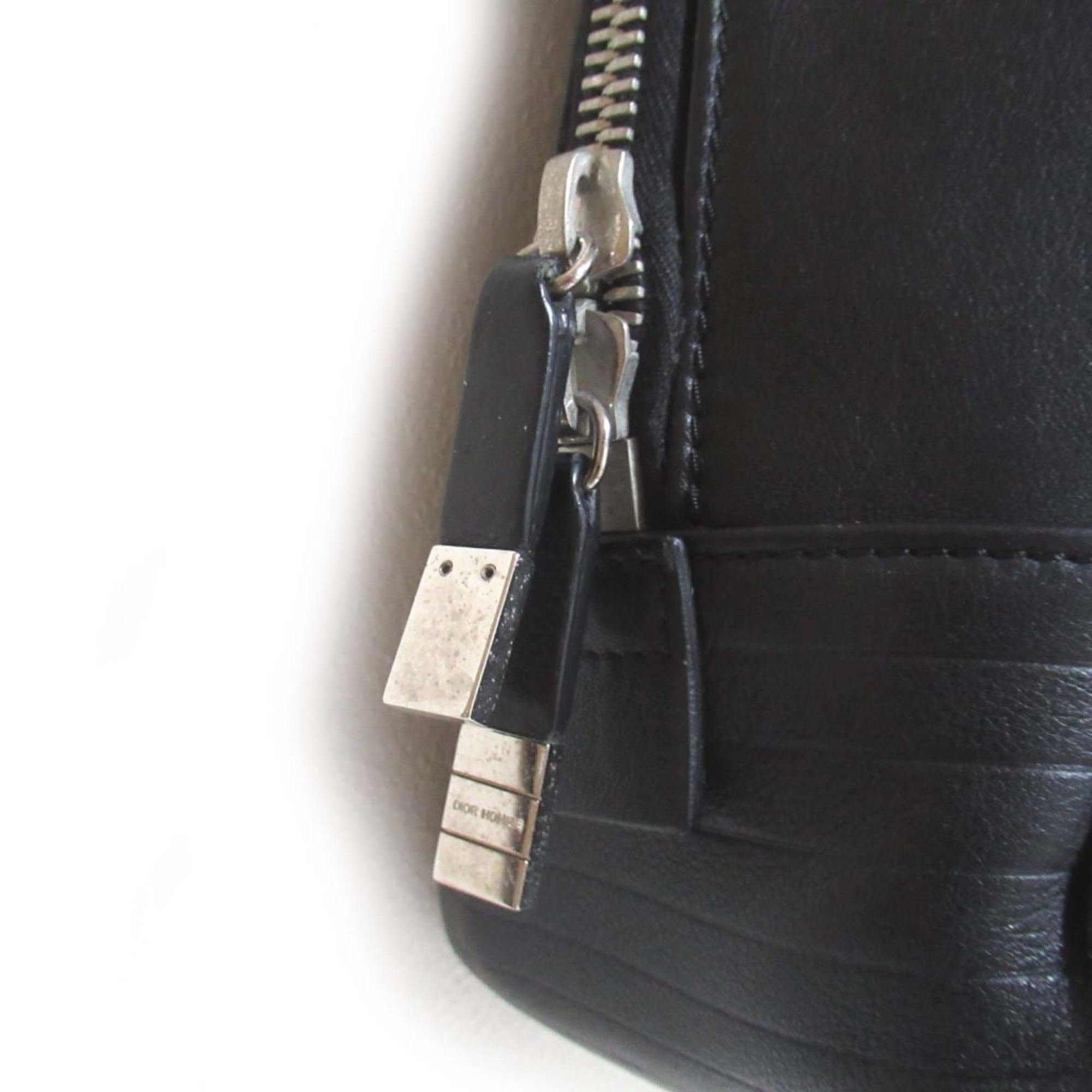 DIOR HOMME Leather Briefcase Business Bag with PC Pocket, Black, Men's — Like New