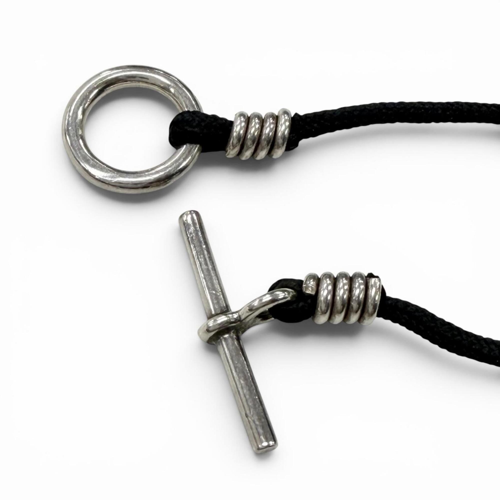 HERMES Lima PM AG925 Fabric Necklace, Silver/Black, Total Weight 12.8g, Men's/Women's Accessory — Like New