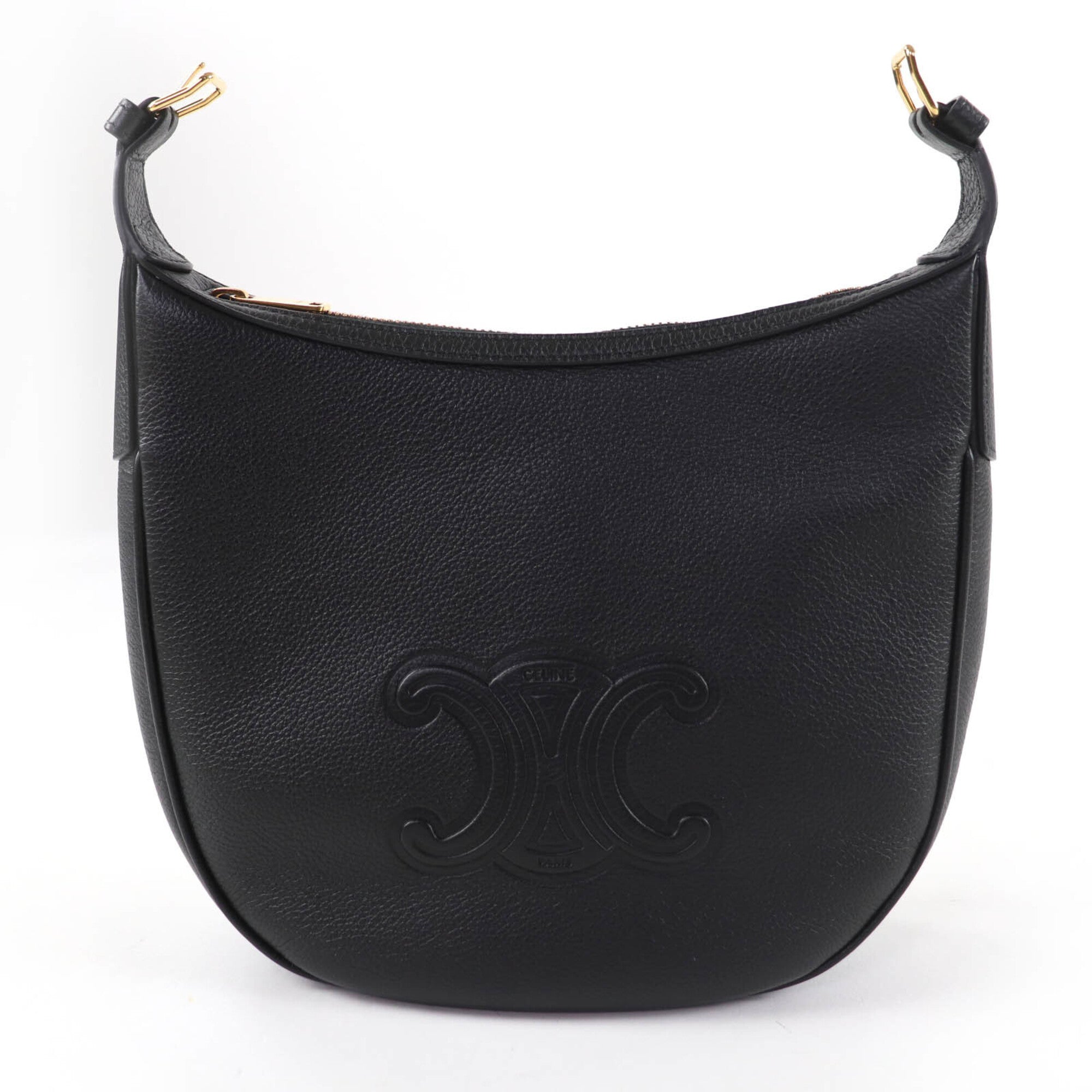 CELINE 11725 Cuir Triomphe Eloise Small Leather 2-Way Handbag/Shoulder Bag, Black, with Dust Made in Italy, Women's — Like New