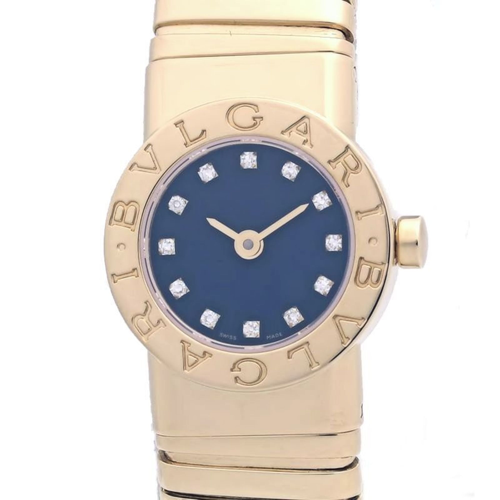 BVLGARI Tubogas 12P Diamond Watch BB192TY 12 BB192TG Women's 18KYG 40263 — Very Good