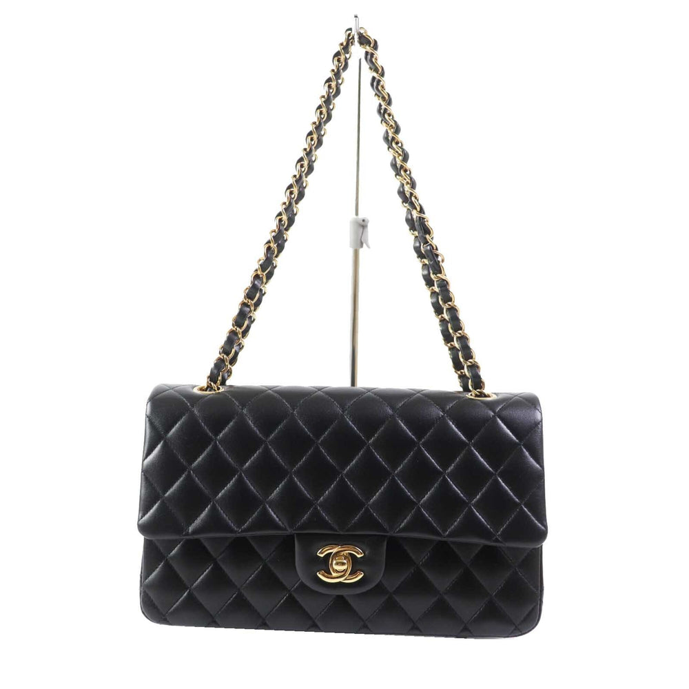 CHANEL A01112 Matelassé 25 Lambskin Shoulder Bag, Random Serial Number, Double Flap, Chain, Black with Gold Hardware, Comes Box and Dust Made in France, Women's — Like New