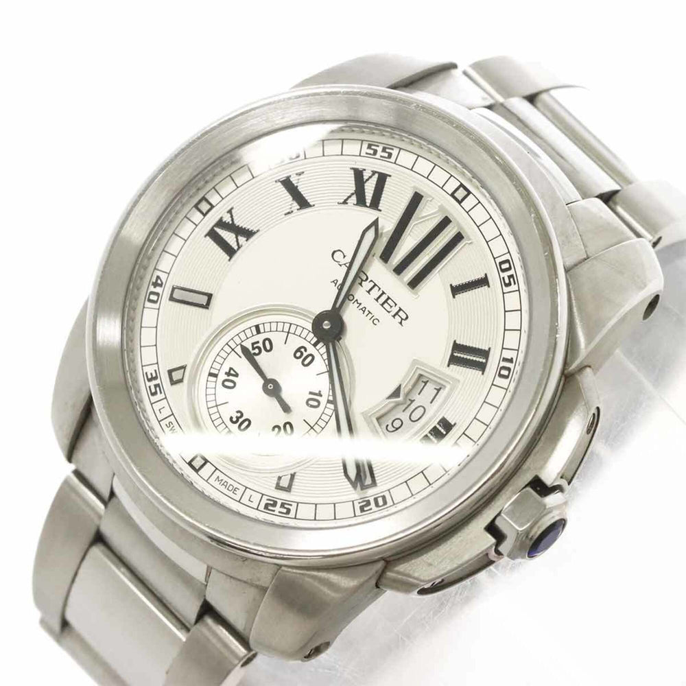 Cartier Calibre de W7100015 Men's Watch, Date, Silver, Small Seconds, Automatic Winding — Very Good