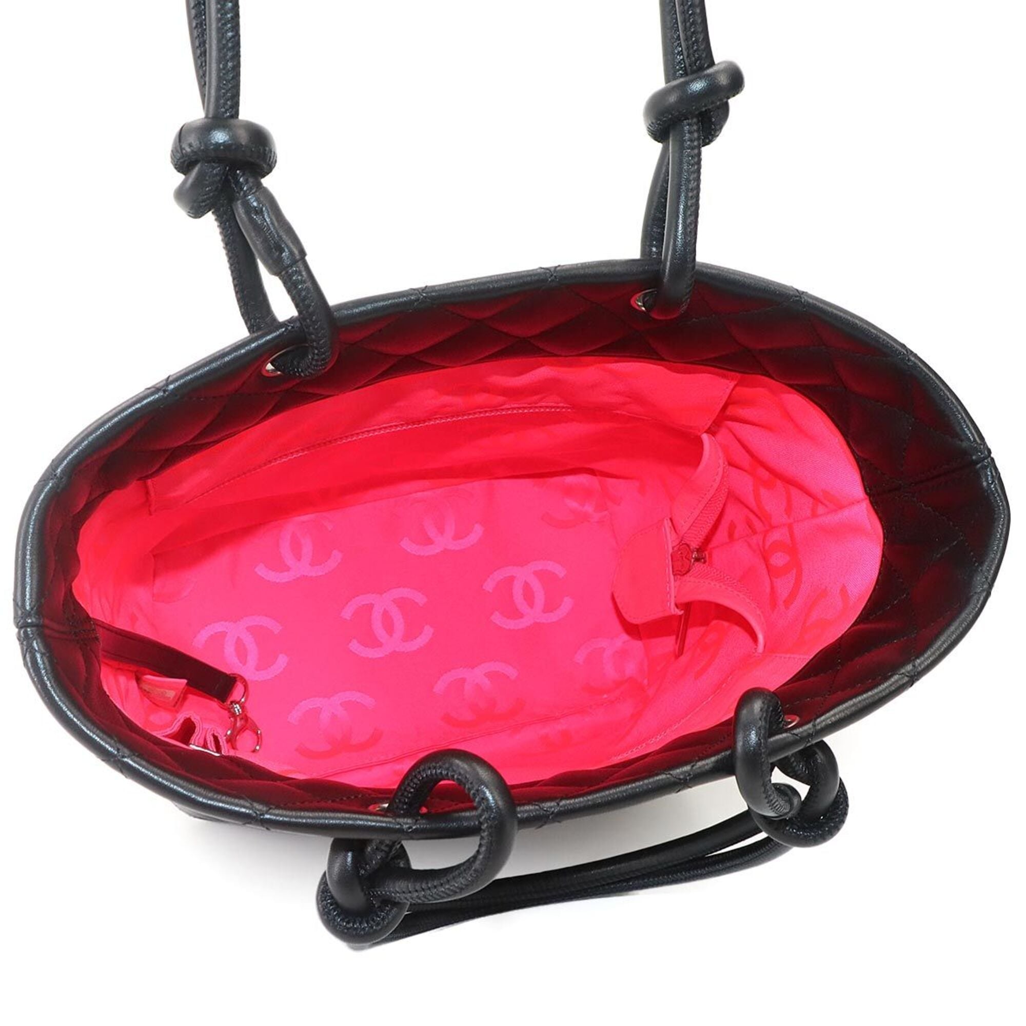 Chanel Cambon Line Medium Tote Handbag, Leather Enamel Black, A25167, Silver Hardware — Like New