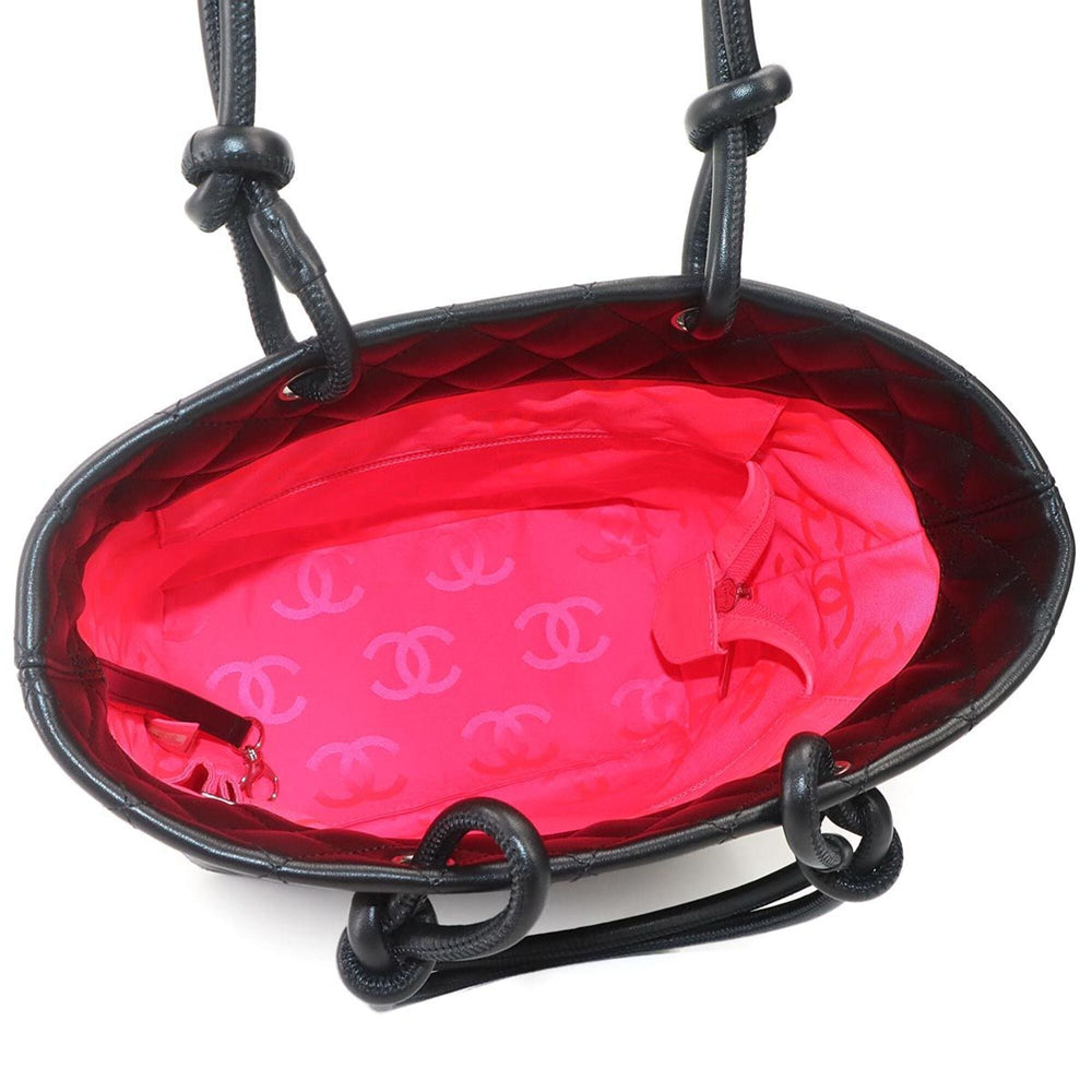 Chanel Cambon Line Medium Tote Handbag, Leather Enamel Black, A25167, Silver Hardware — Like New