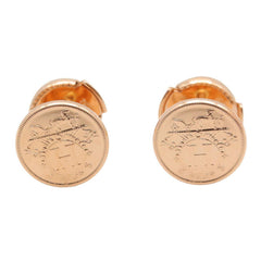 Hermes Ex-Libris TPM Earrings, 18KPG (Pink Gold), Women's Jewelry, Gold Tone — Like New