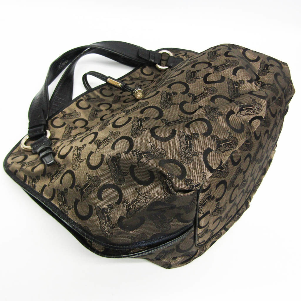 Celine Bittersweet C Macadam Carriage Pattern Women's Canvas,Leather Handbag,Tote Bag Beige,Black