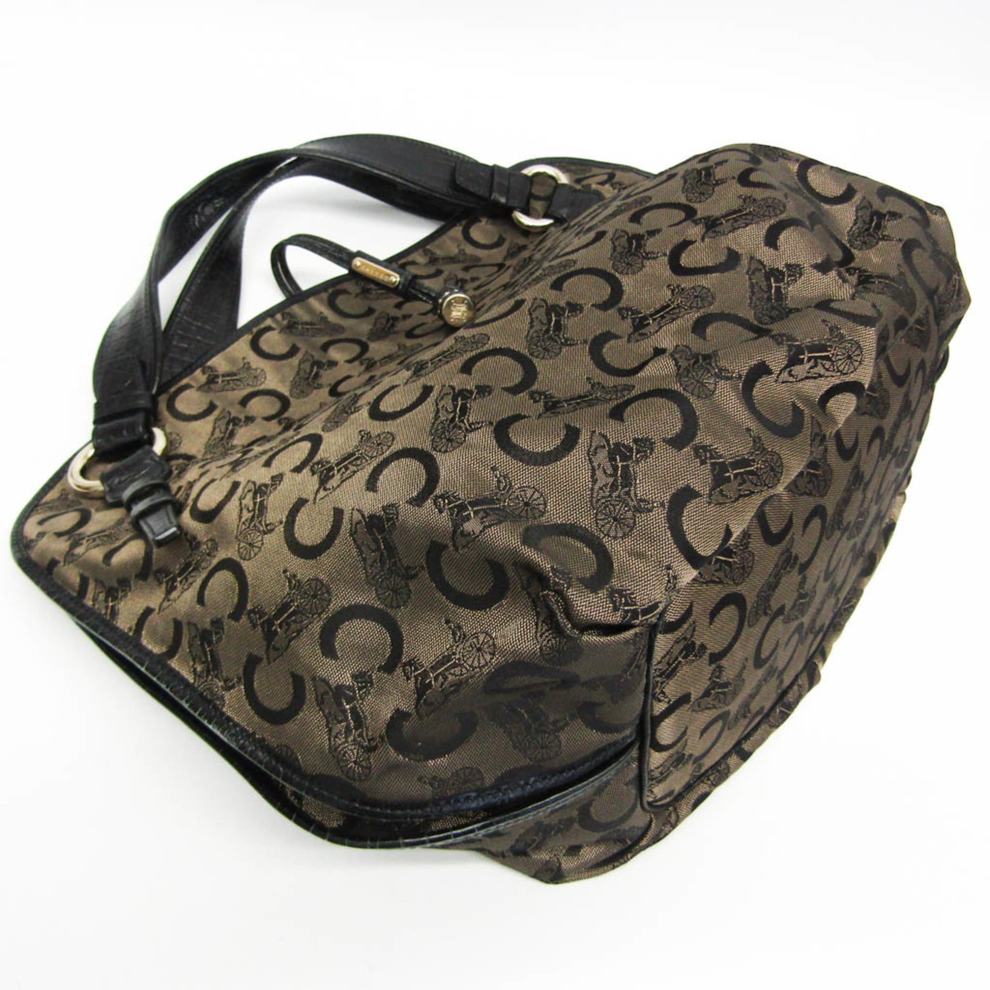 Celine Bittersweet C Macadam Carriage Pattern Women's Canvas,Leather Handbag,Tote Bag Beige,Black