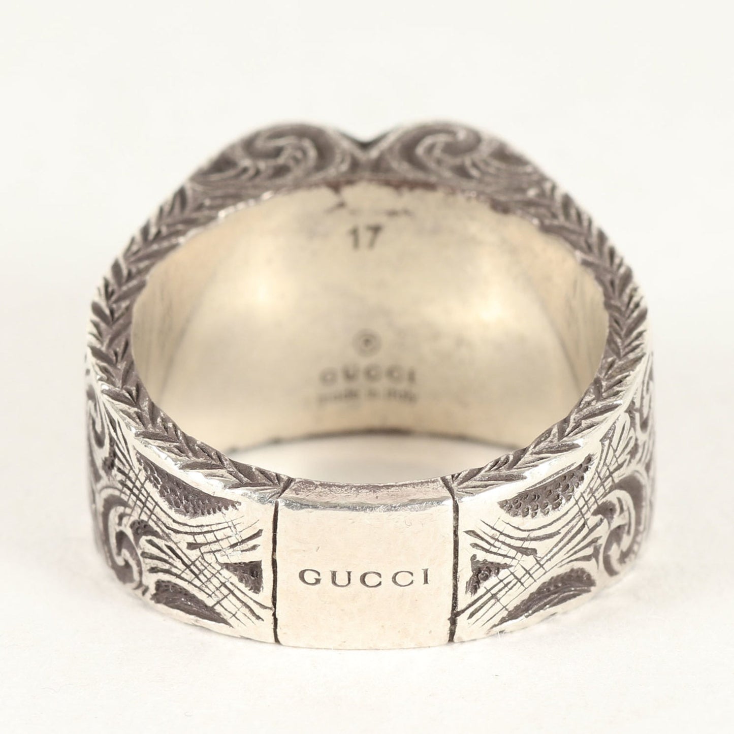 GUCCI Arabesque Heart Ring, Size 17, Ag925 Silver, Men's