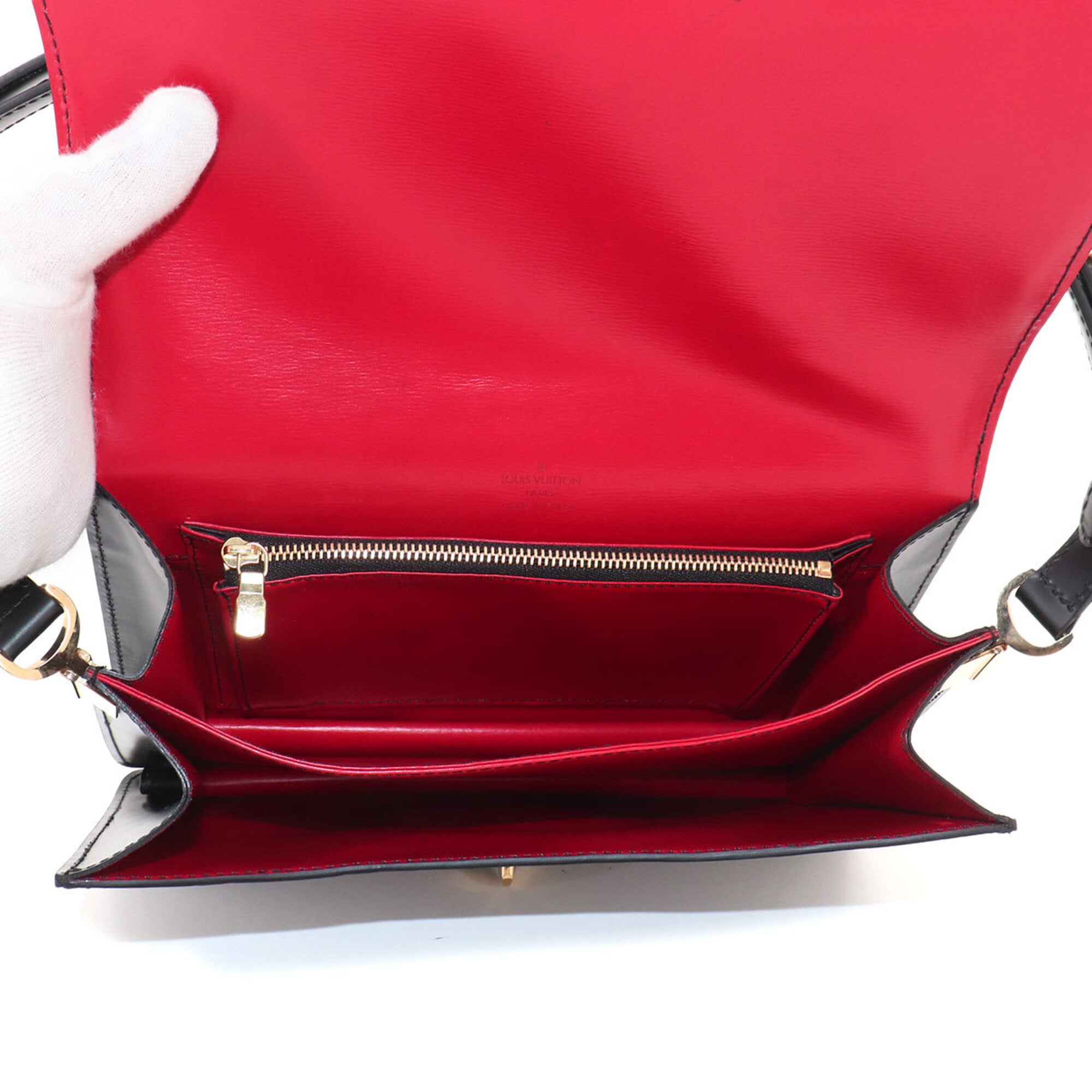 Louis Vuitton Epi Friedland Shoulder Handbag, Leather, Black/Red, M52417, Gold Hardware — Like New
