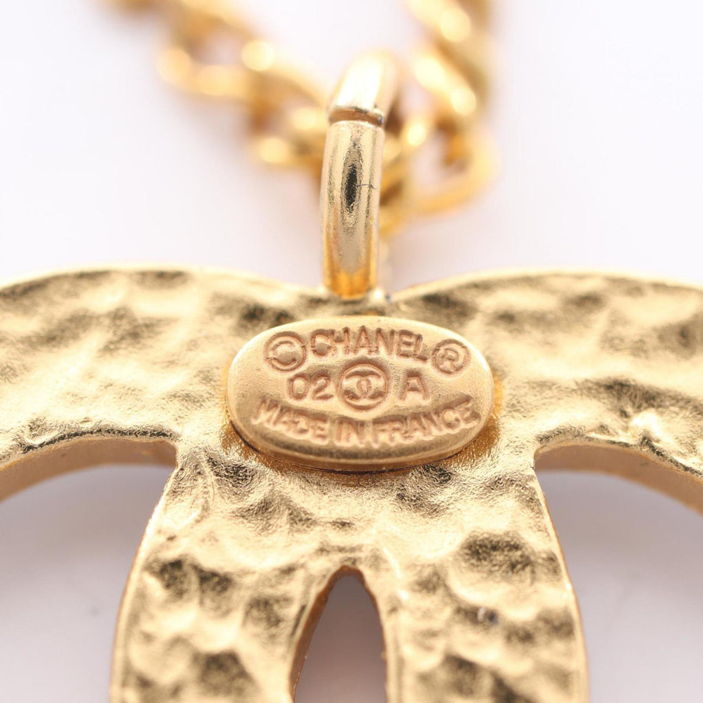 CHANEL Coco Mark Necklace Jewelry GP (Gold Plated) Women's Gold and Black