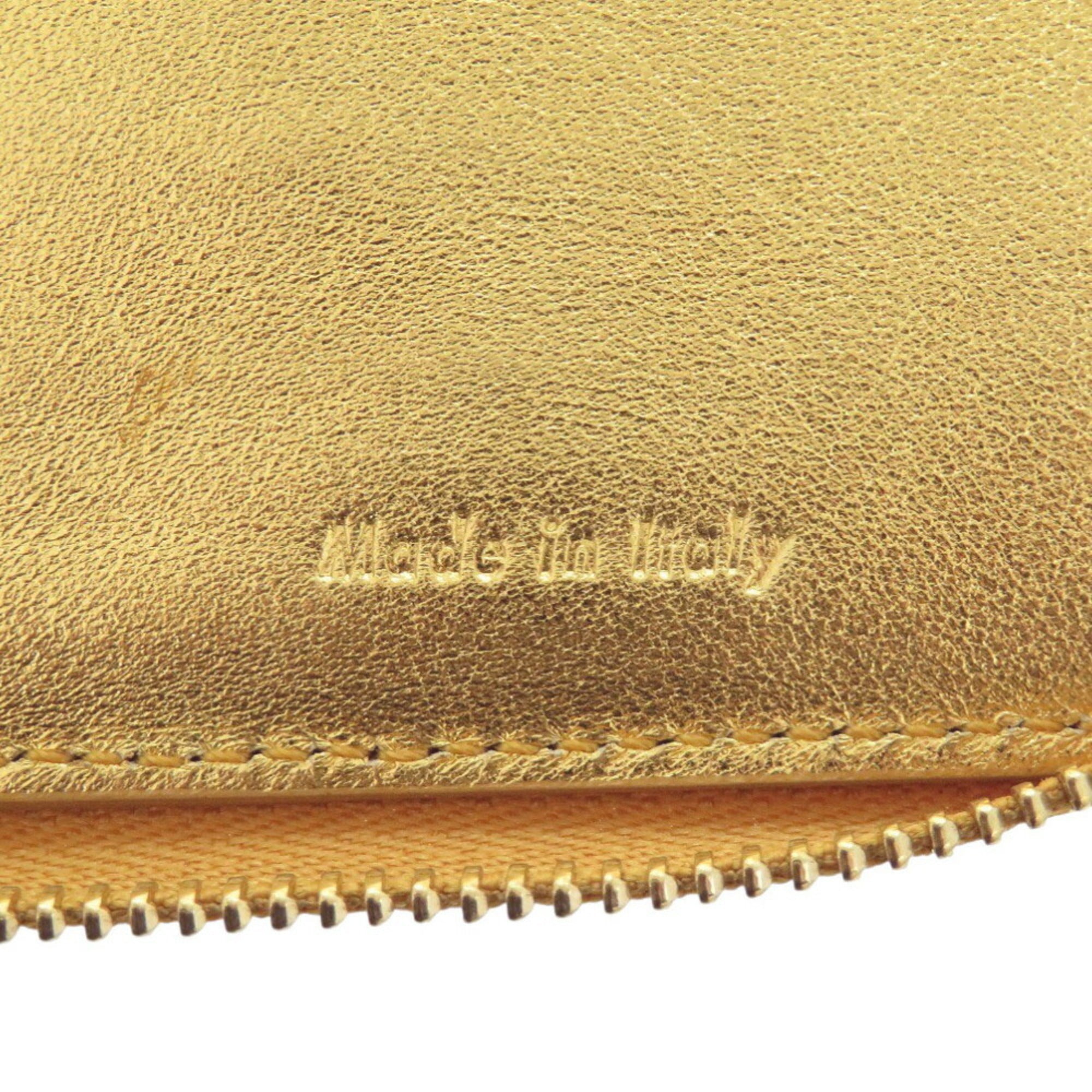 Celine Round S-TN-1113 Leather Gold/Yellow Bi-fold Wallet 0472CELINE