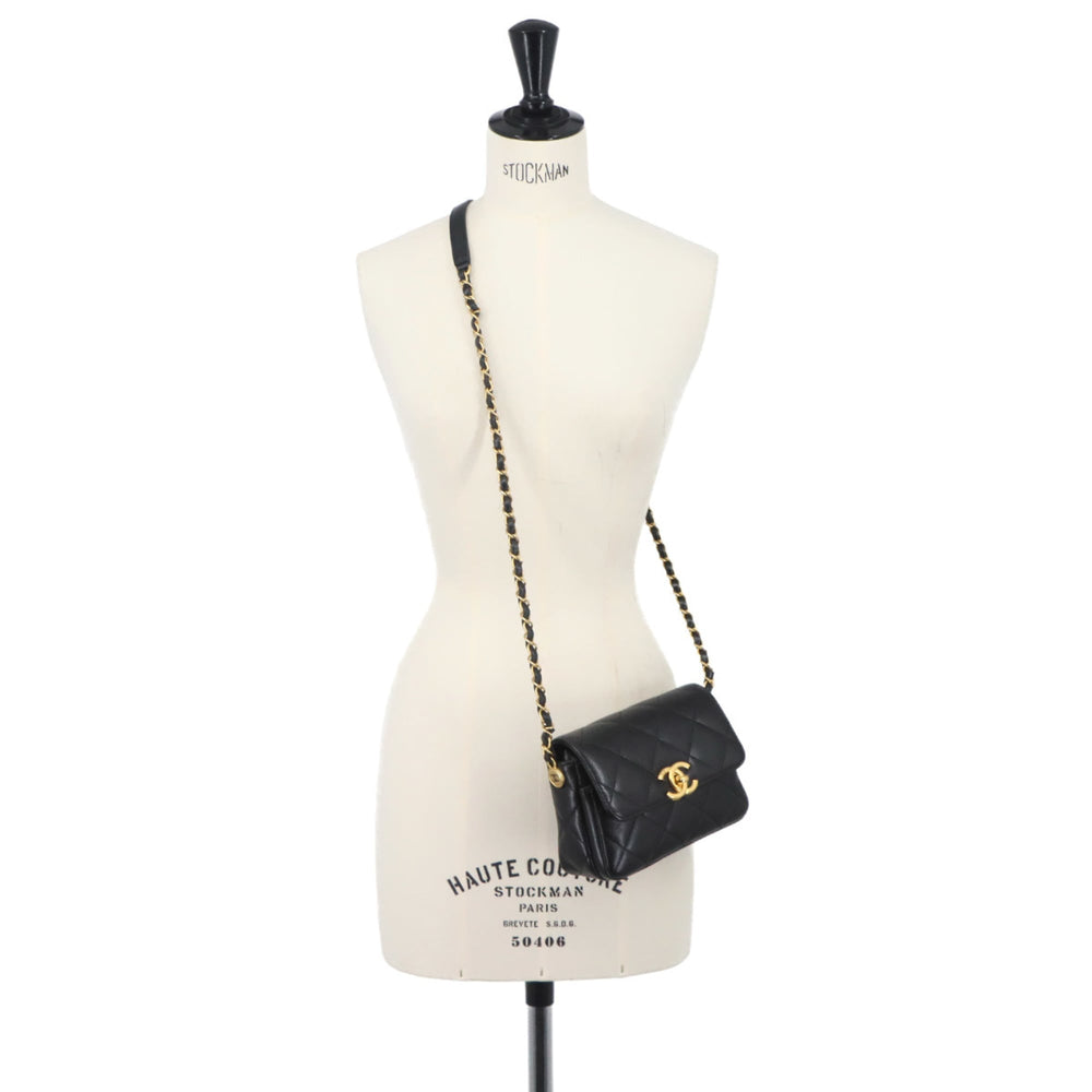 Chanel Matelasse Mini Flap Chain Shoulder Handbag, Caviar Leather, Black with Gold Hardware — New - Store Return