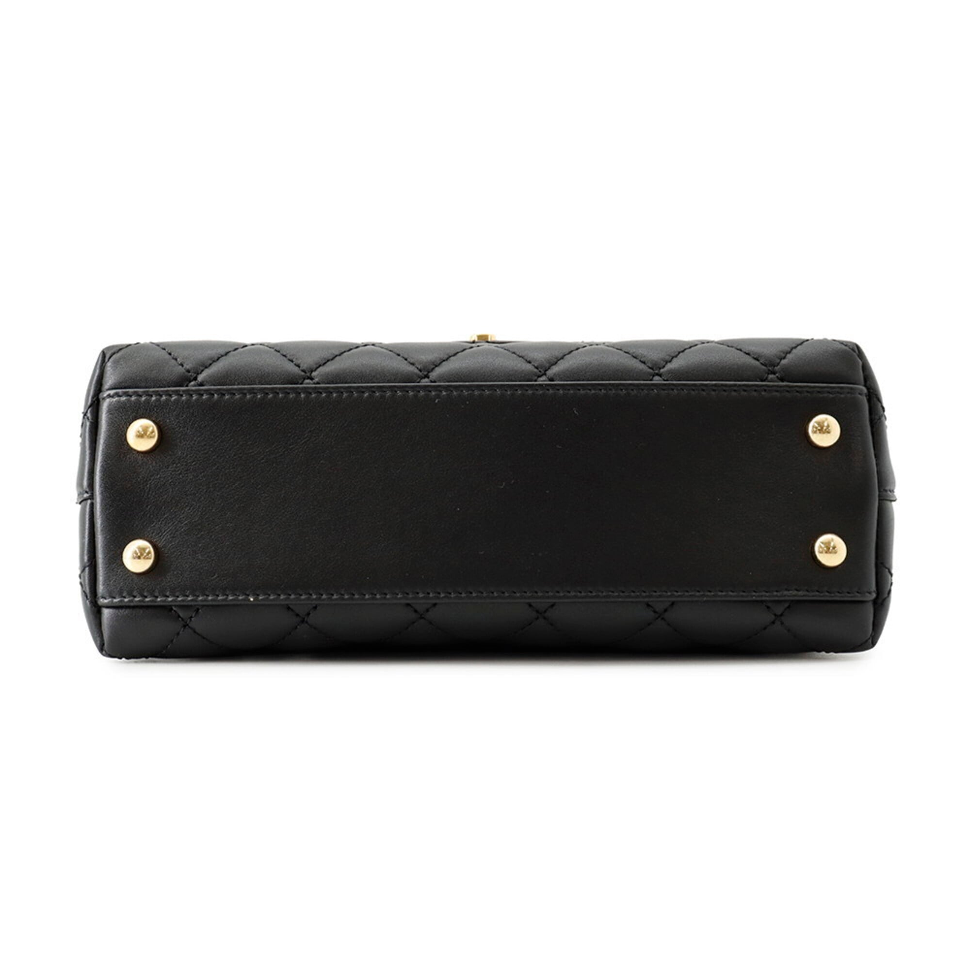 Chanel Matelassé handbag, Coco Mark, Handle, Lambskin, A92990, CHANEL 2-way shoulder bag, Black, handbag for women — Like New