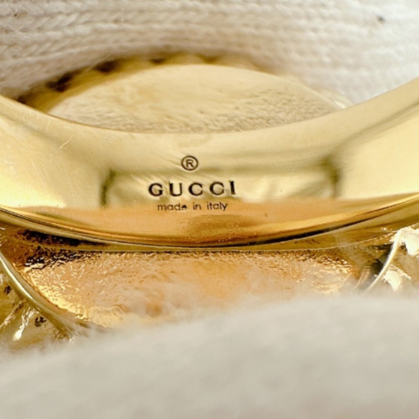 Gucci Ring Chain Effect GG S Size Flower Metal Gold