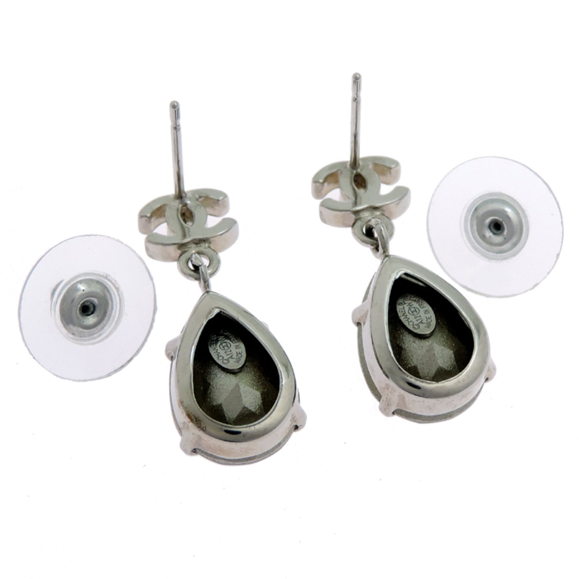 Chanel Coco Mark Teardrop Rhinestone Women's Metal Earrings