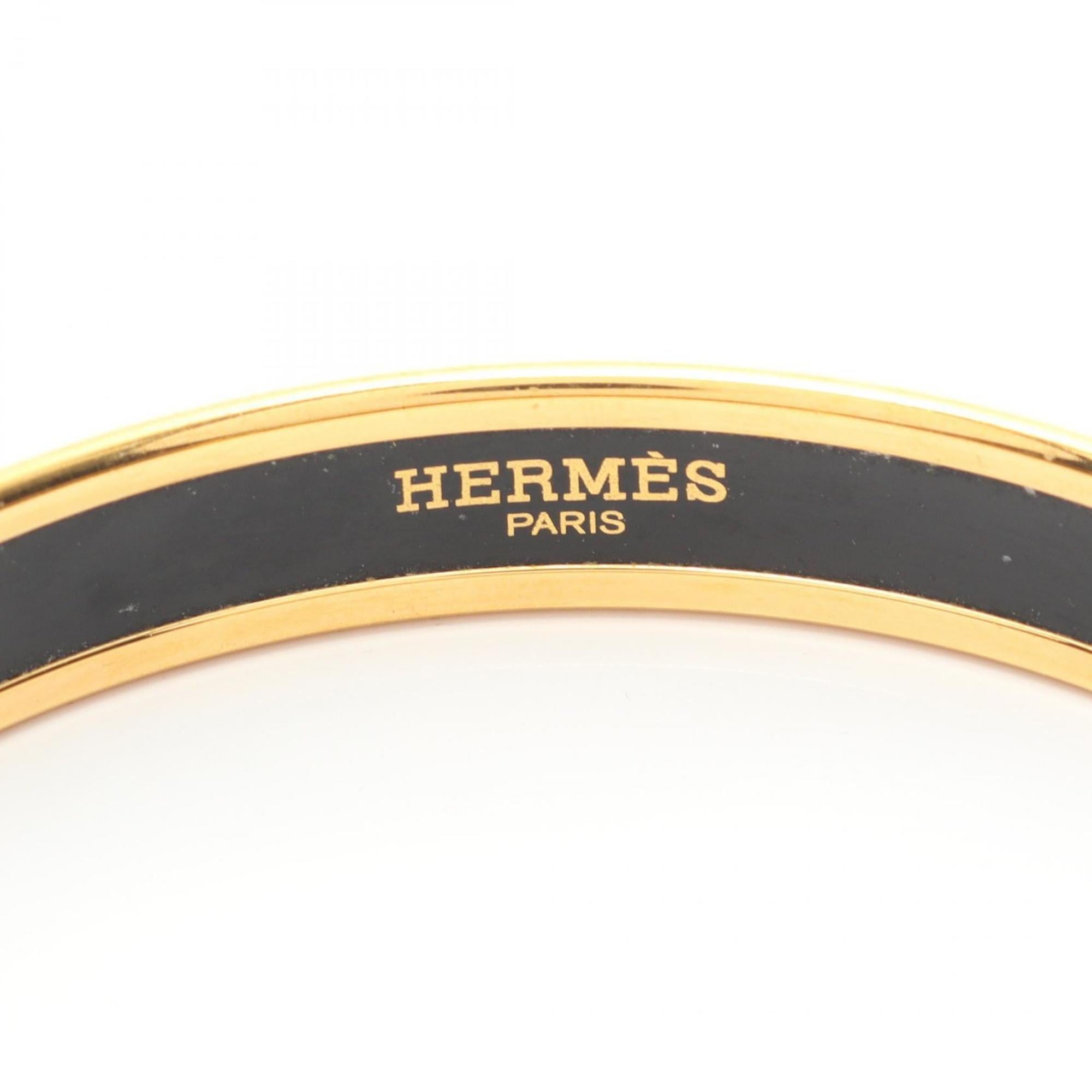 Hermes Hermès enamel PM bangle accessory, GP (gold plated), cloisonné, women's, gold, yellow, black