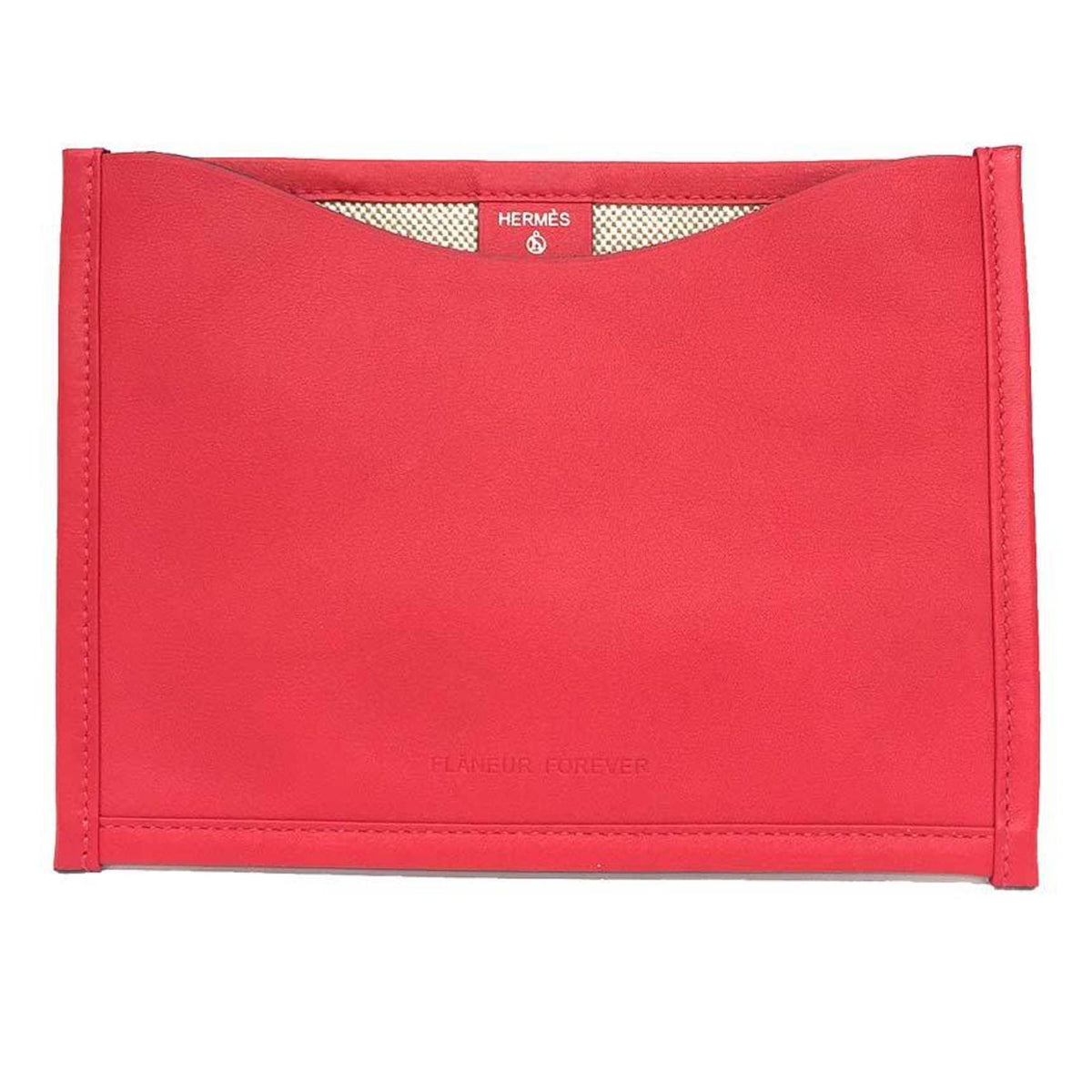 Hermes Petit H Pouch, Flat Pass Case, Multi-case, Card Leather, Swift Canvas, Toile H, Framboise, Flaneur Forever — Like New