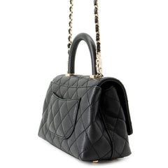 Chanel handbag, Coco Mark, Matelassé, Handle, XXS, caviar leather, AS2215, CHANEL 2-way, black, women's — Like New