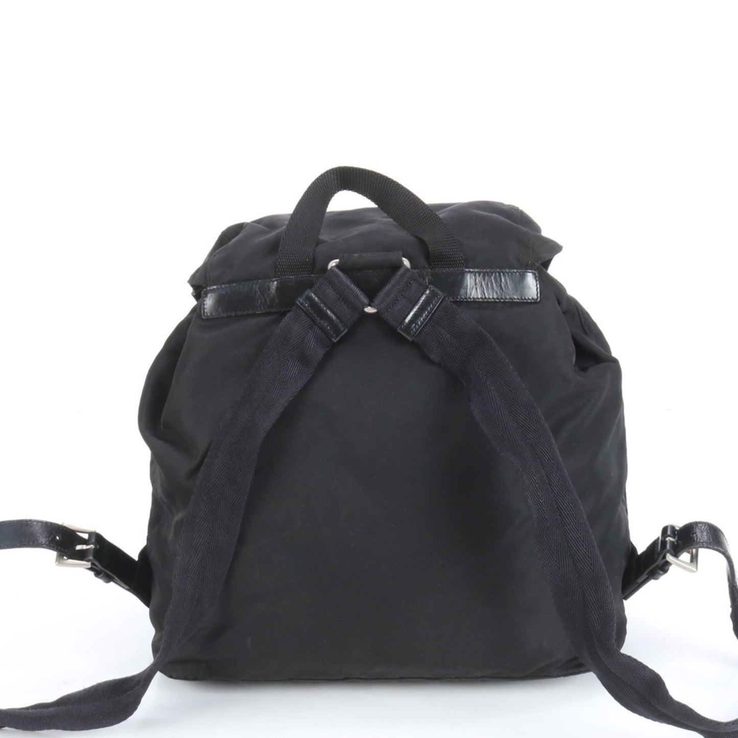 Prada Tessuto nylon triangle logo leather backpack for women