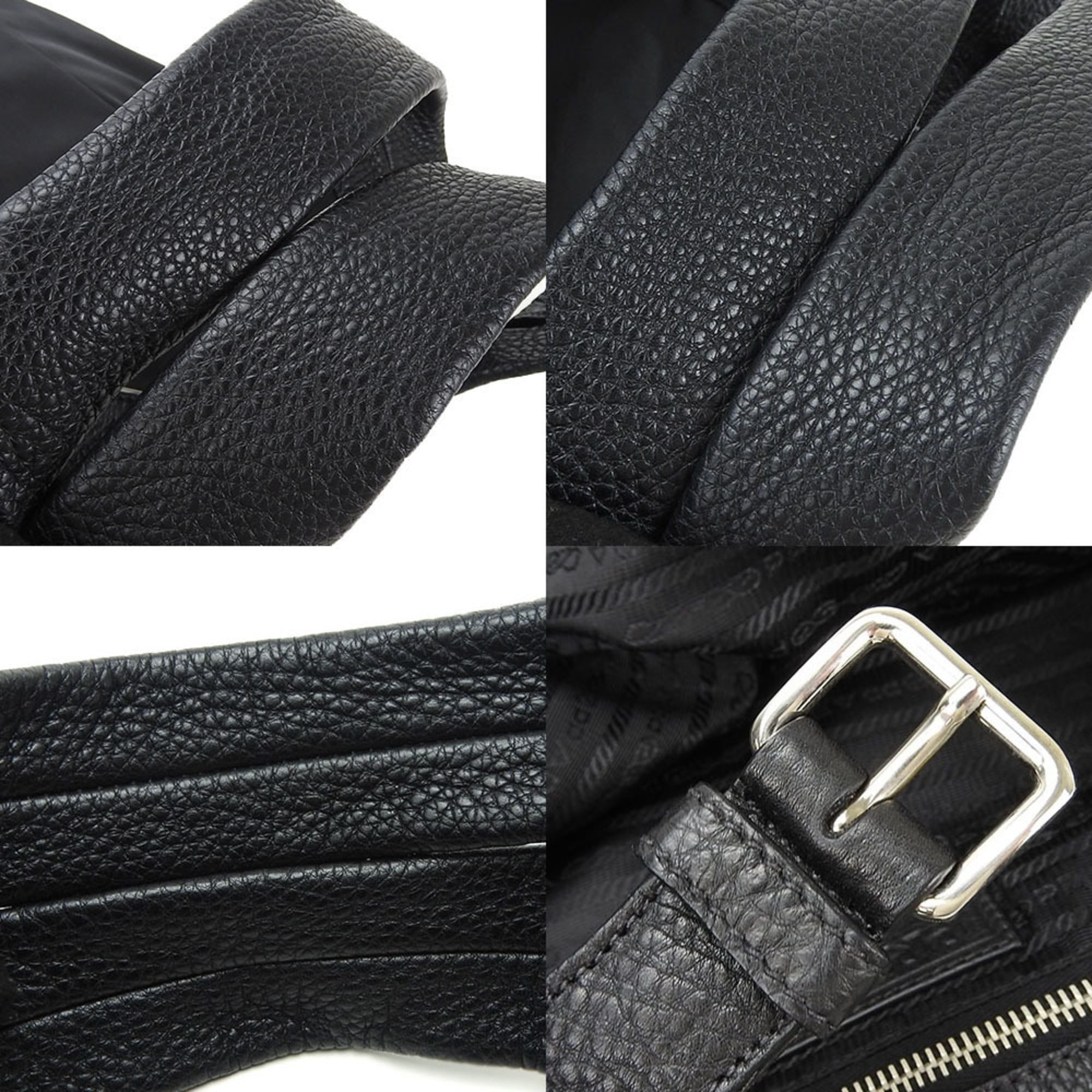 Prada tote bag shoulder large nylon black leather ladies PRADA NERO