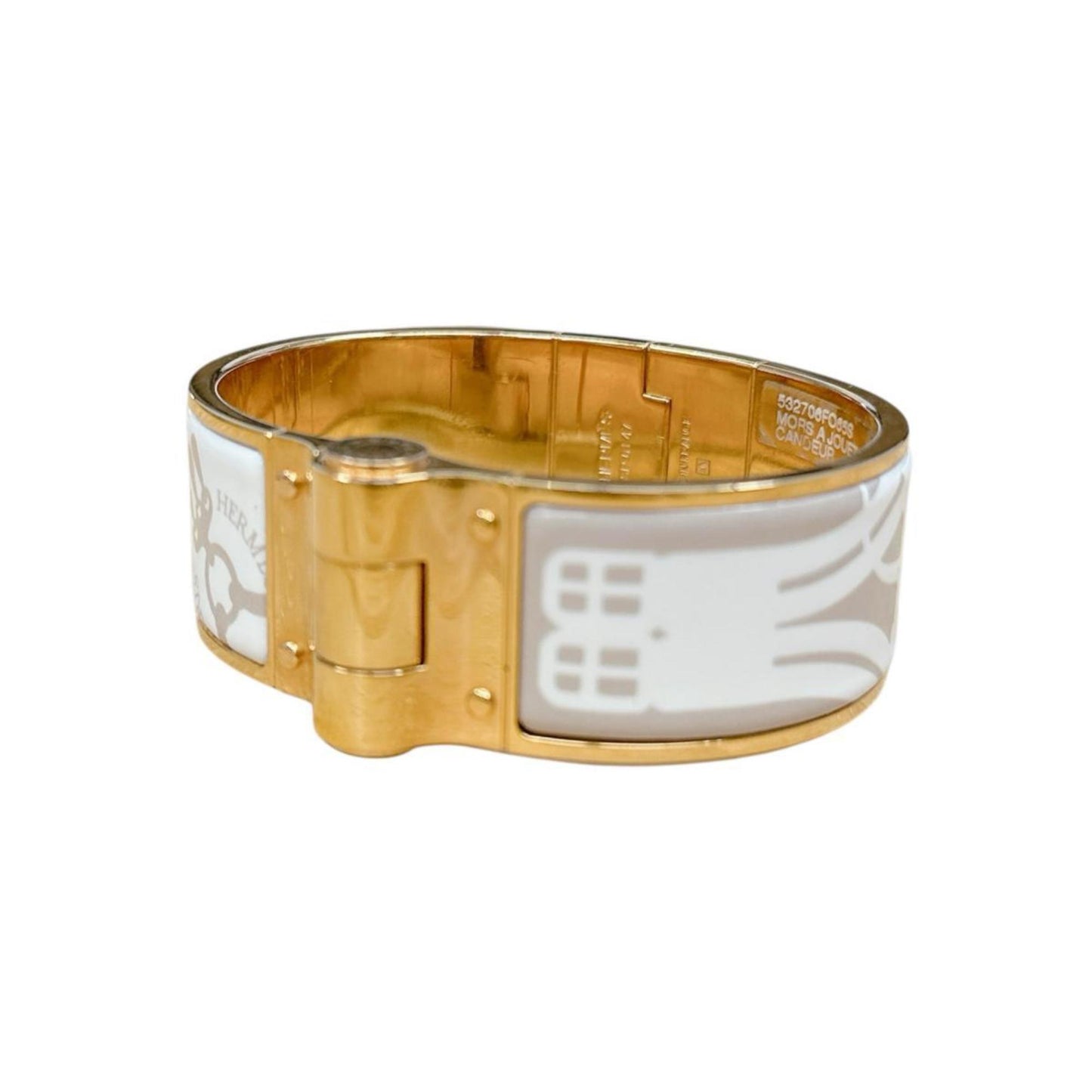 Hermes Hermès Charnière Bangle Bracelet GP White x Beige Gold