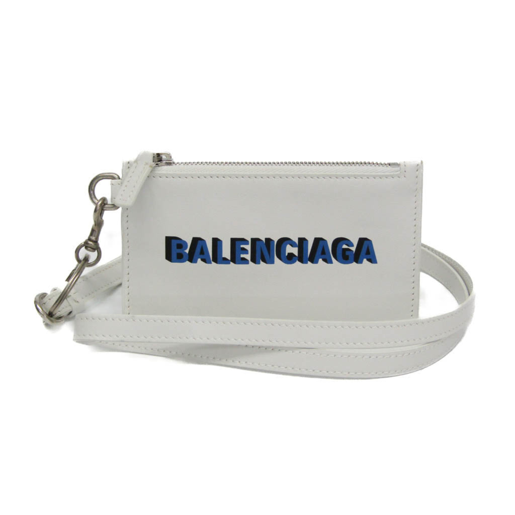 Balenciaga Coin Card Holder 594548 Men,Women Leather Coin Purse/coin Case White