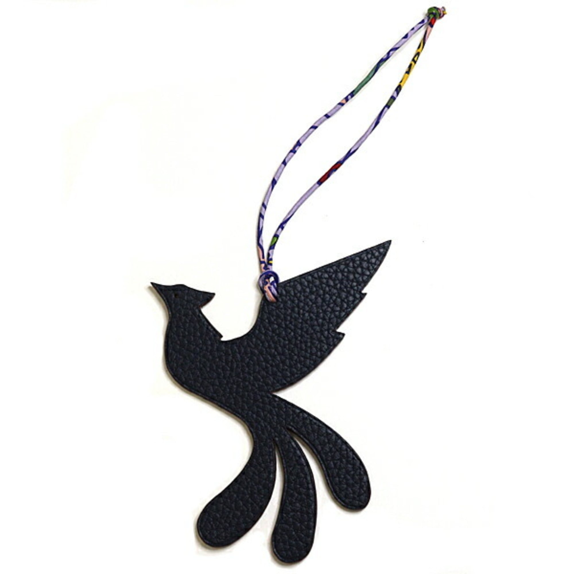 Hermes Petit H charm, phoenix design, bag charm/keychain, purple/navy — Like New