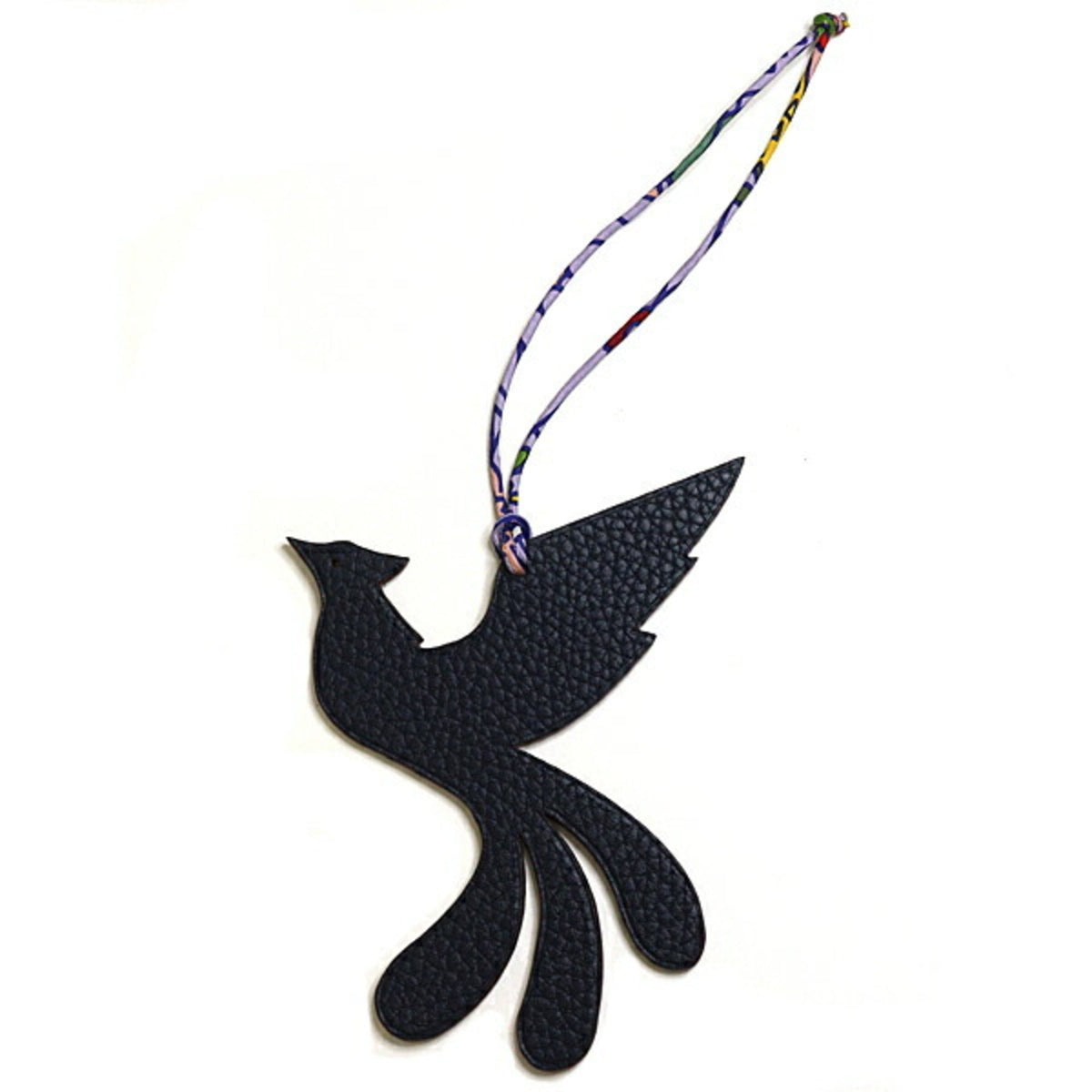 Hermes Petit H charm, phoenix design, bag charm/keychain, purple/navy — Like New