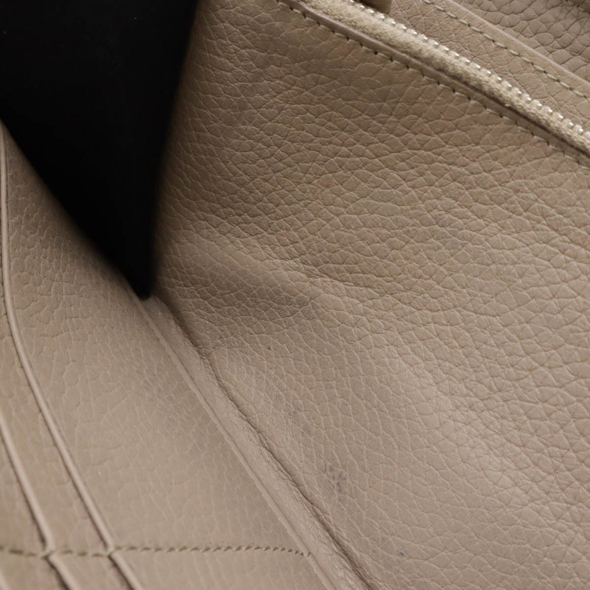 BALENCIAGA Classic Continental Zip Around Punching Round Long Wallet Leather Greige 443521