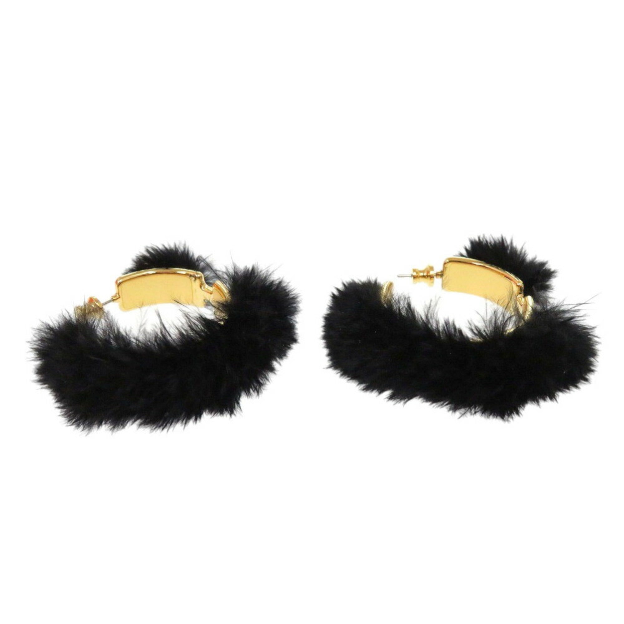 Unused Hermes Olympe/Faubourg Circus H100055F 01 Metal Feather Black Earrings 1055HERMES — New - Store Return