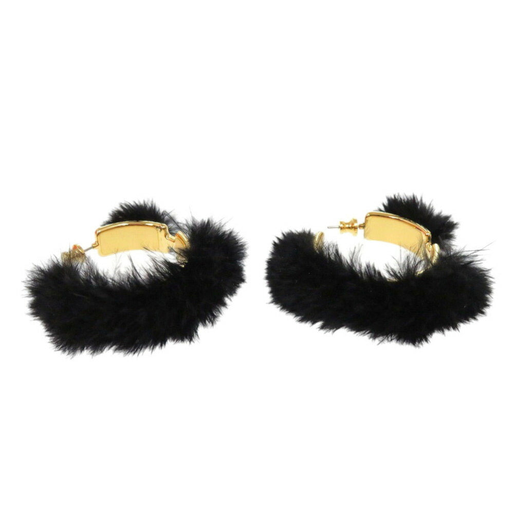Unused Hermes Olympe/Faubourg Circus H100055F 01 Metal Feather Black Earrings 1055HERMES — New - Store Return