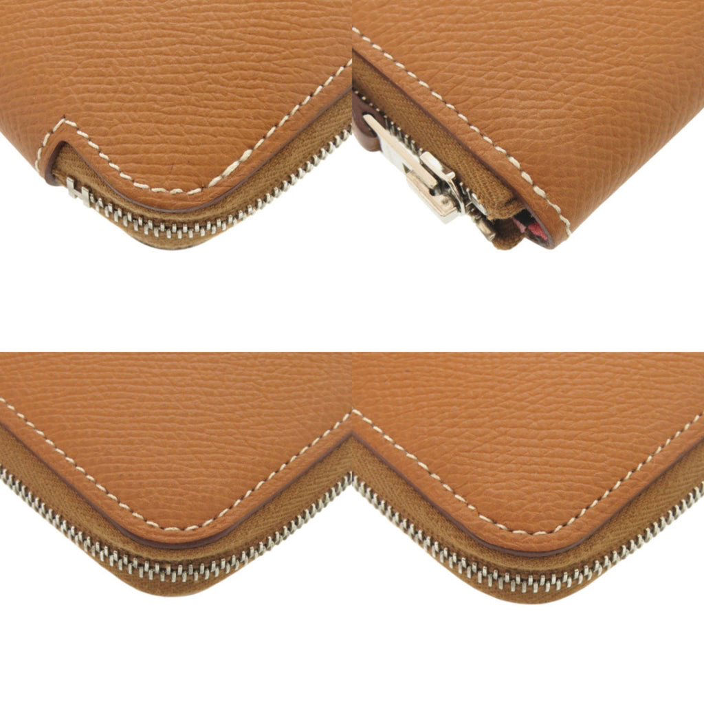 Hermes Excellent condition Hermès Azap Silkin Compact Mini, Epsom leather, gold with silver hardware, C stamp (2018), brown, 1560