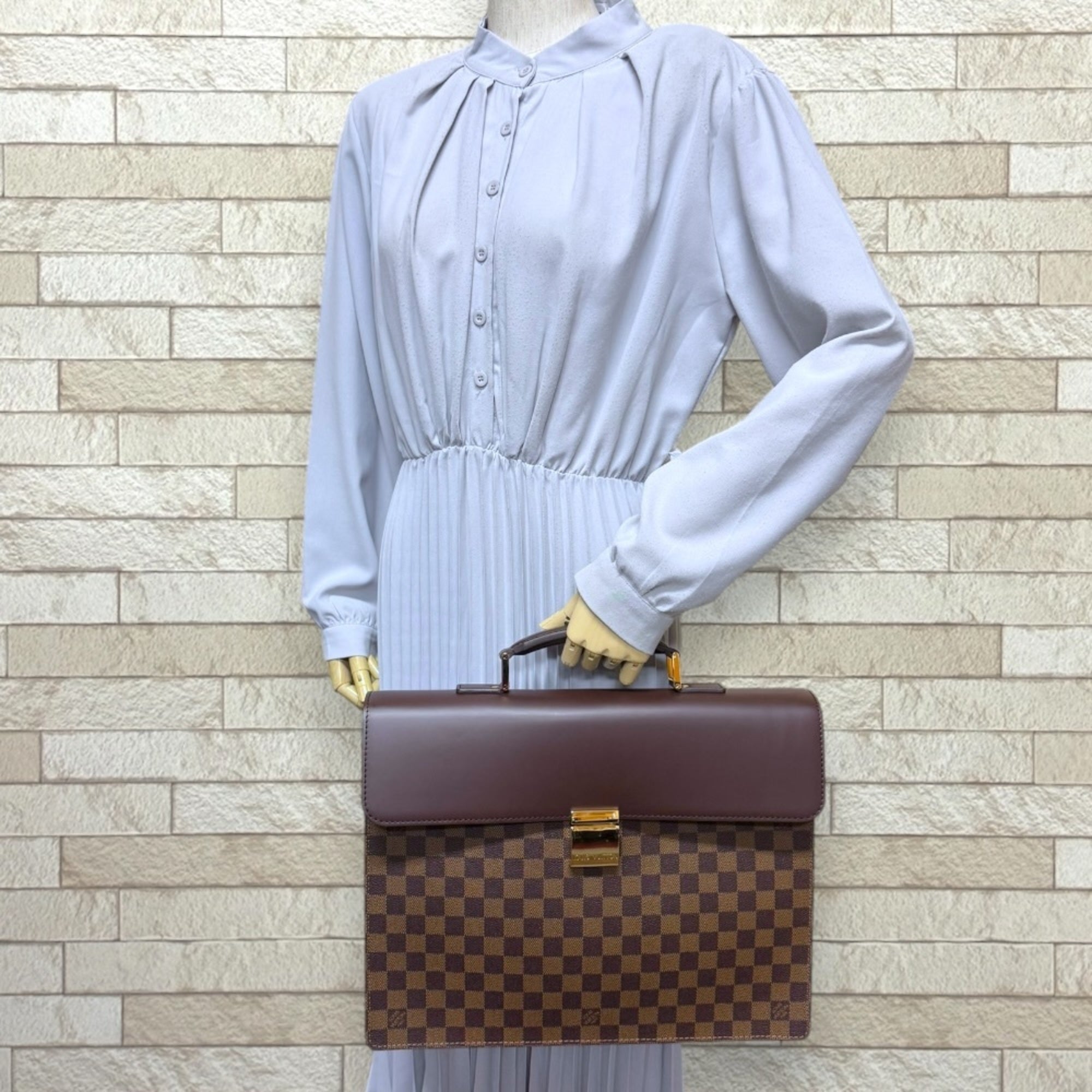 Louis Vuitton Altona PM Damier Business Bag, Canvas N53315 Brown, Men's LOUIS VUITTON — Like New