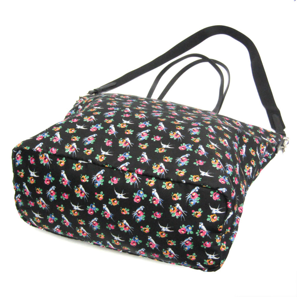 Prada TESSUTO STAMPAT 1BG189 Women's Nylon,Leather Shoulder Bag,Tote Bag Black,Pink,Yellow — Like New