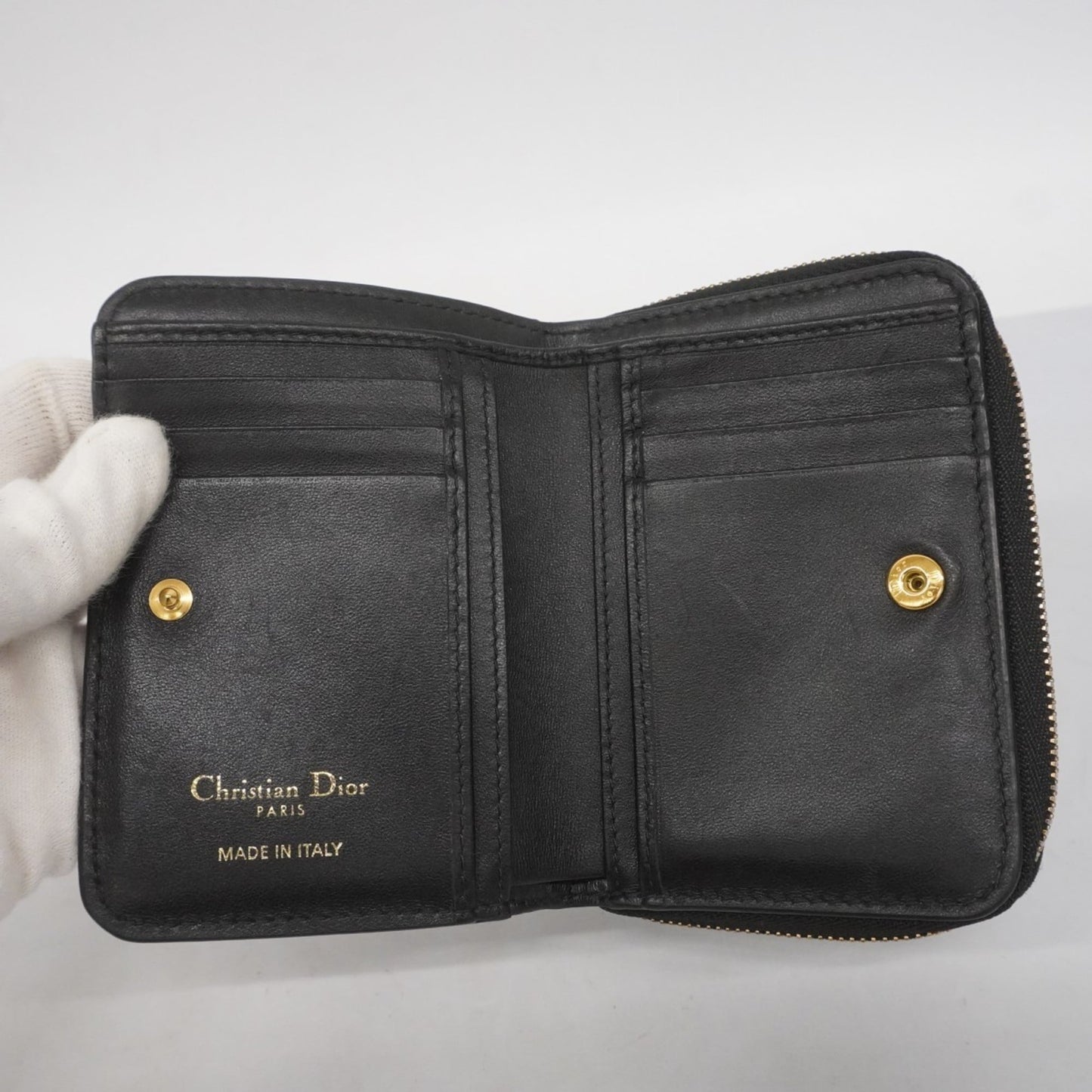 Christian Dior Cannage Leather Wallet, Black, Women's