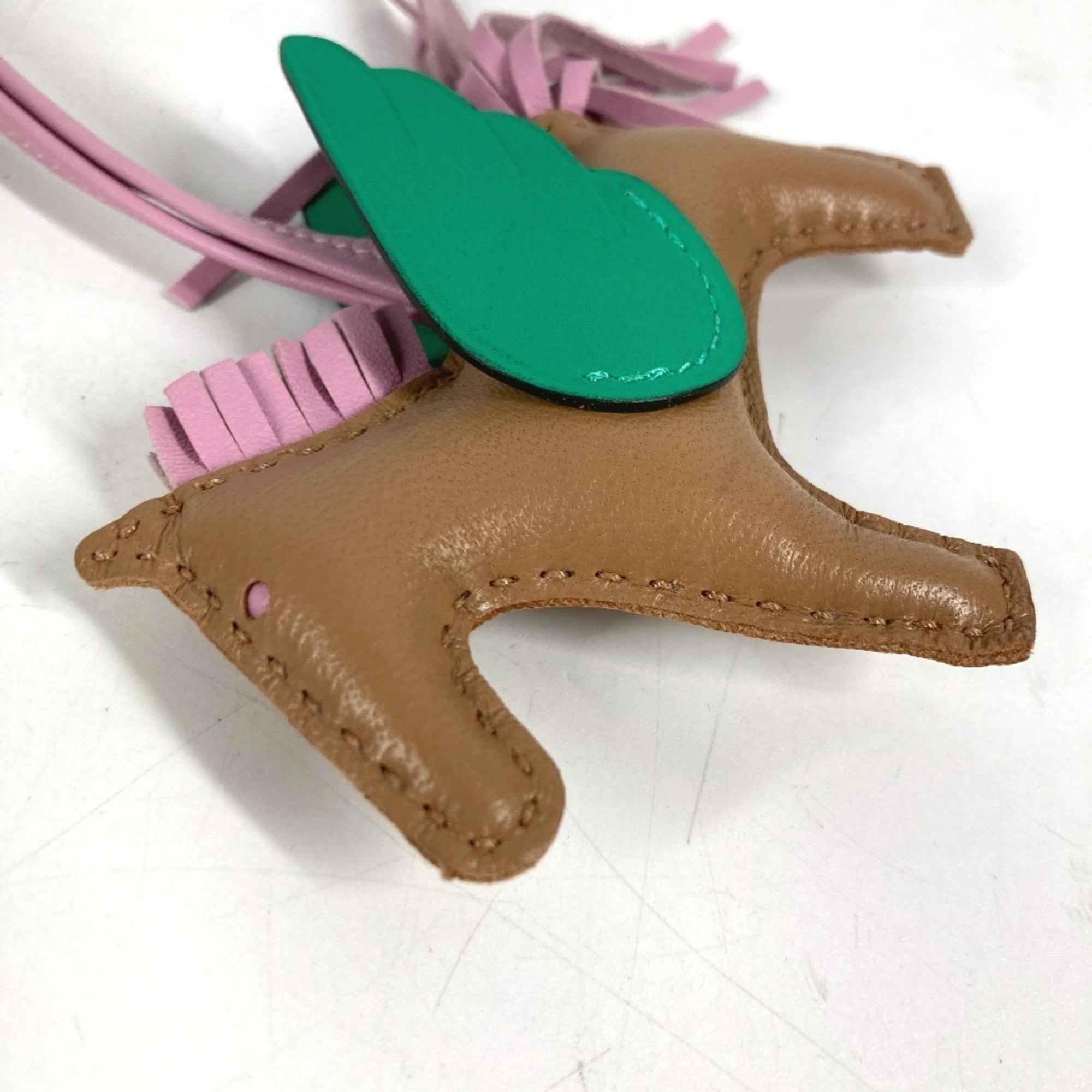 HERMES Hermes Horse Keychain Cheval Rodeo Pegasus PM Accessory Bag Charm Agneau Milo Men's Women's Pink Like New — Like New