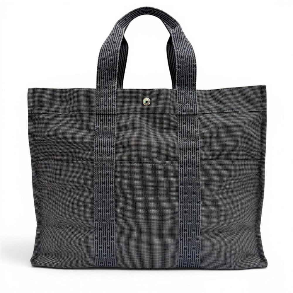 HERMES Hermes Herline Tote GM Silver Hardware Sellier Button Handbag Bag Gray Made in France Men's — Like New