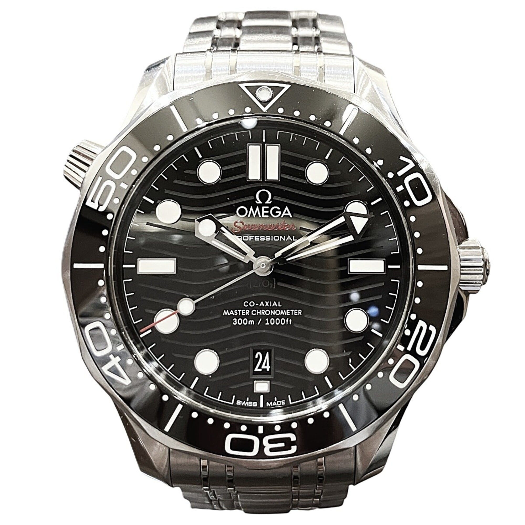 Omega Seamaster Diver 300 wristwatch, total weight 176g, stainless steel, automatic movement, black dial, model number 210.30.42.20.01.001 — Good