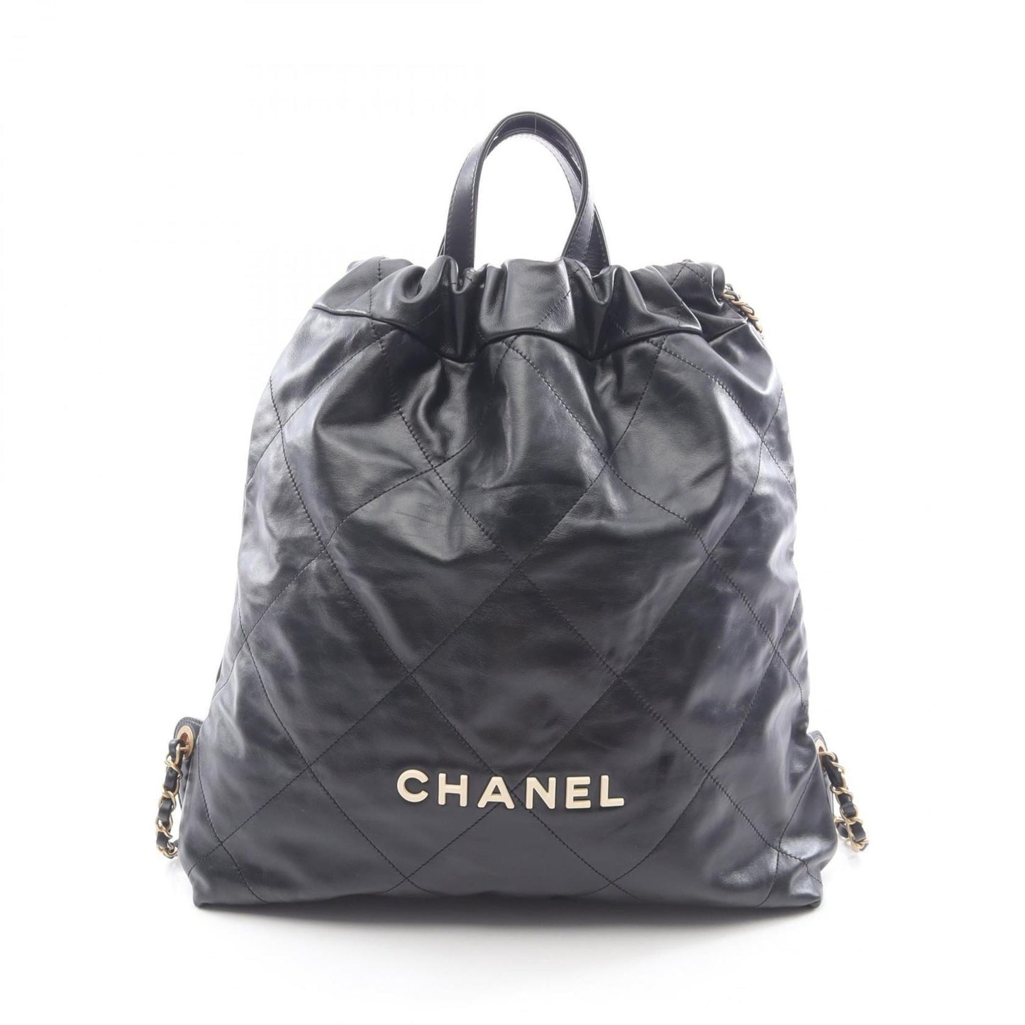 CHANEL 22 Large Backpack, Leather, Women's, Black, AS3313