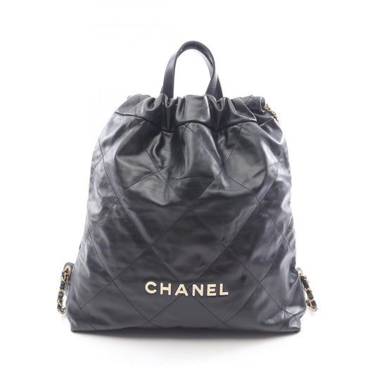 CHANEL 22 Large Backpack, Leather, Women's, Black, AS3313