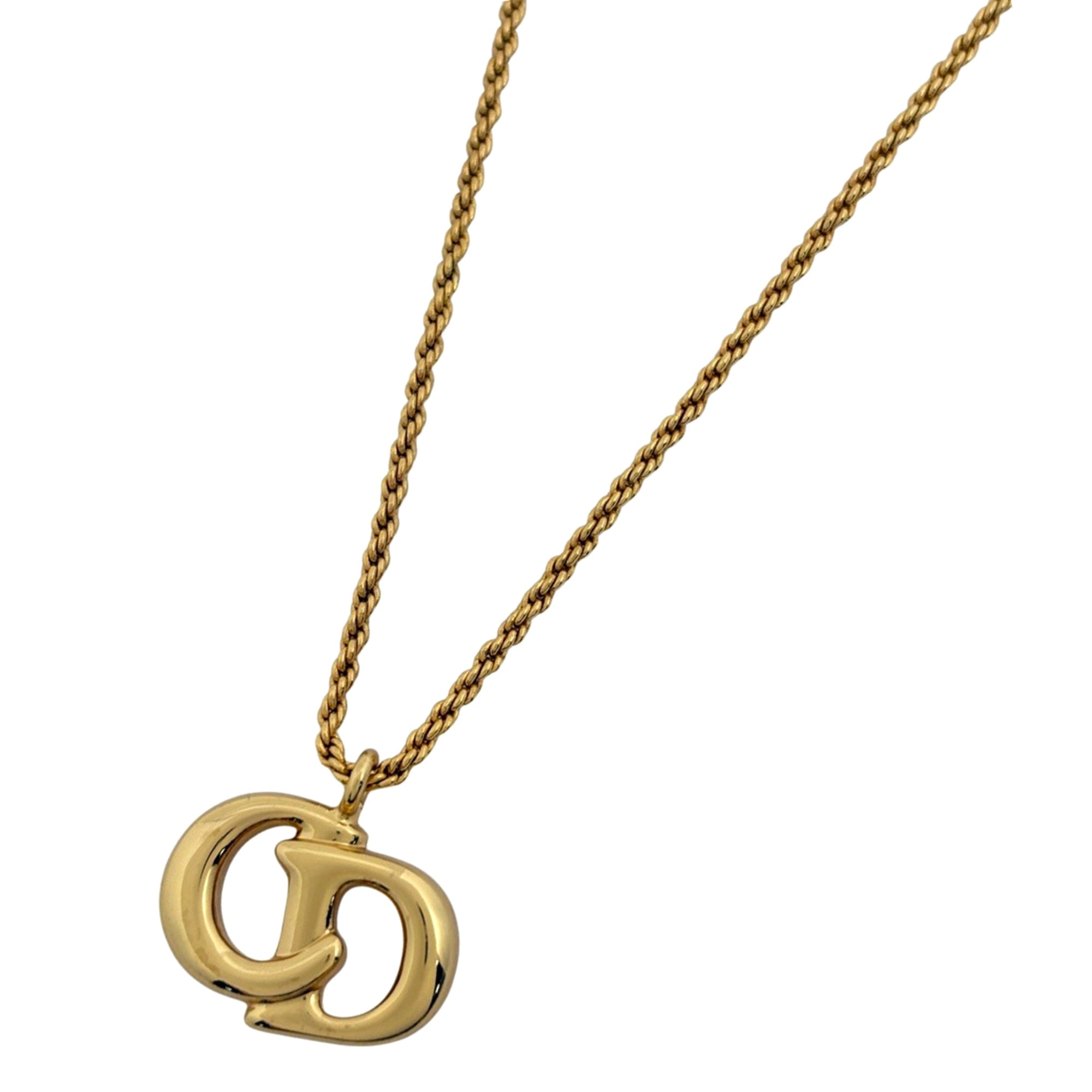 Christian Dior logo necklace CD GP gold for women