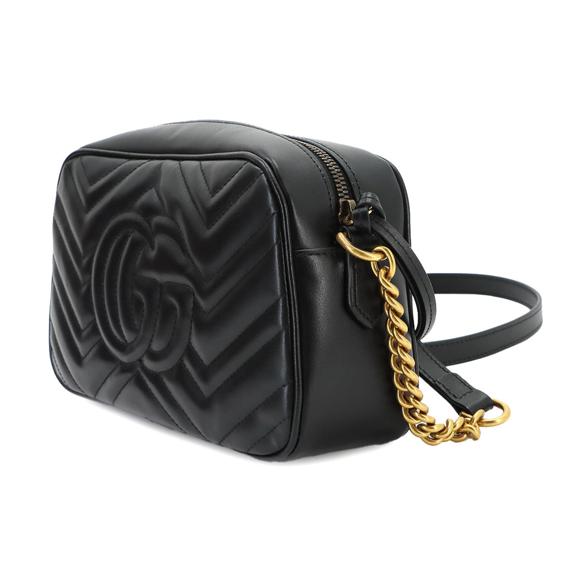 Gucci GG Marmont Chain Shoulder Handbag, Leather, Black, 447632 Bag — New - Store Return