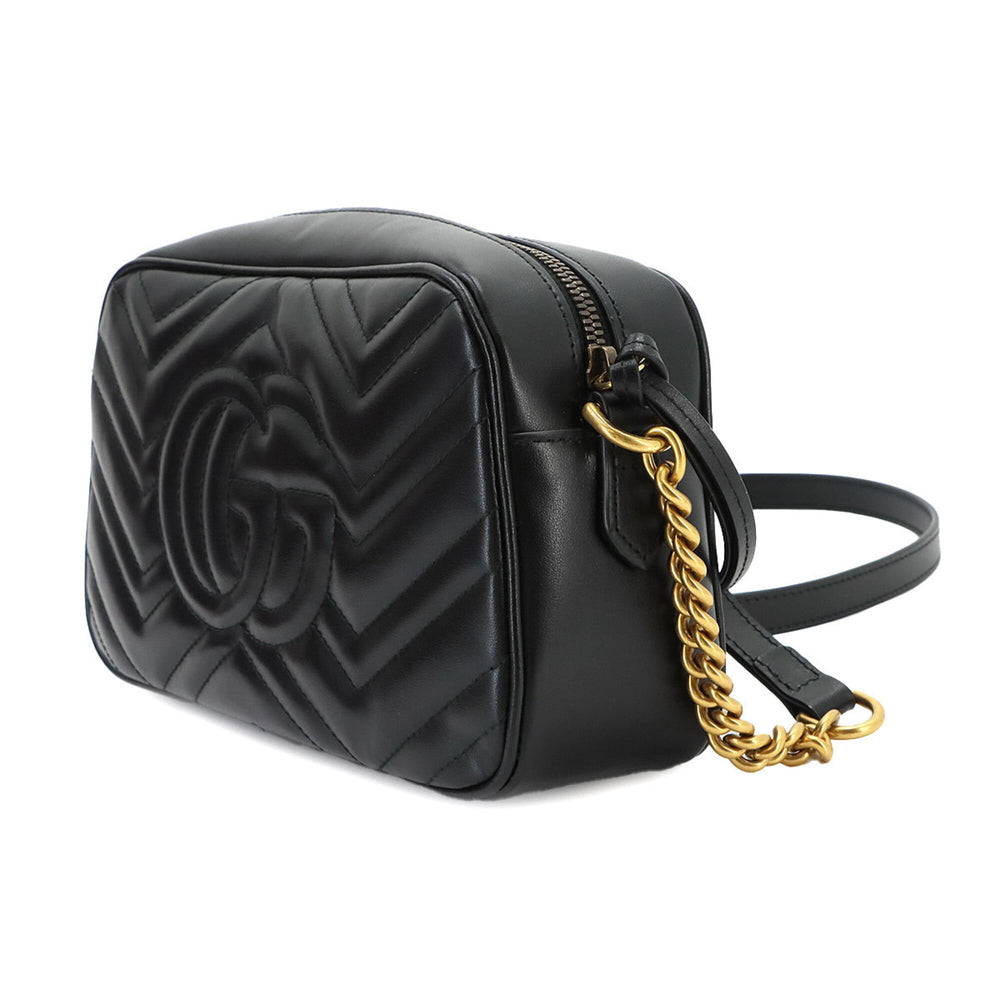 Gucci GG Marmont Chain Shoulder Handbag, Leather, Black, 447632 Bag — New - Store Return