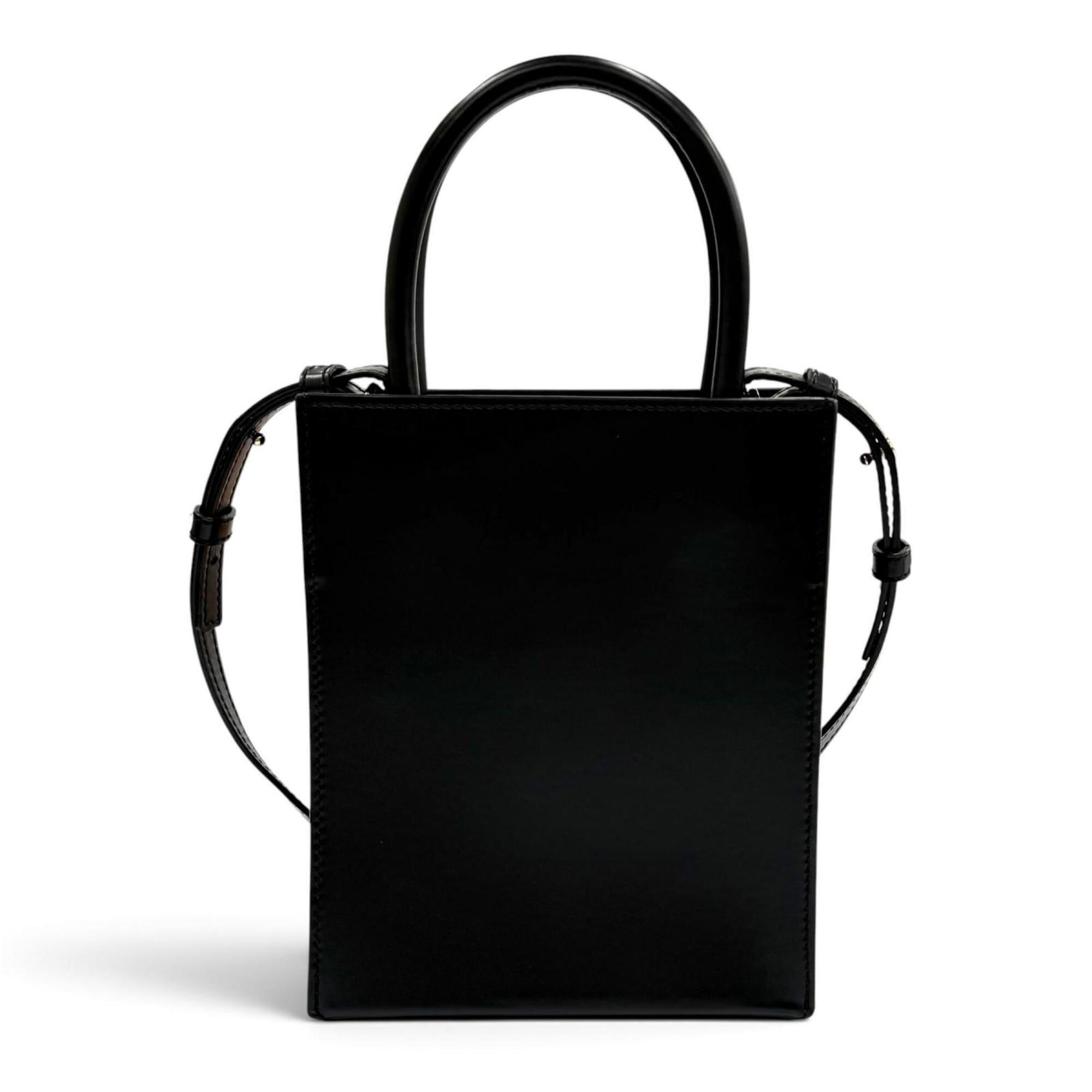 LOEWE A933S30X01 Standard A5 Tote Leather 2-Way Shoulder Bag, Black, Made in Spain, Women's — Like New