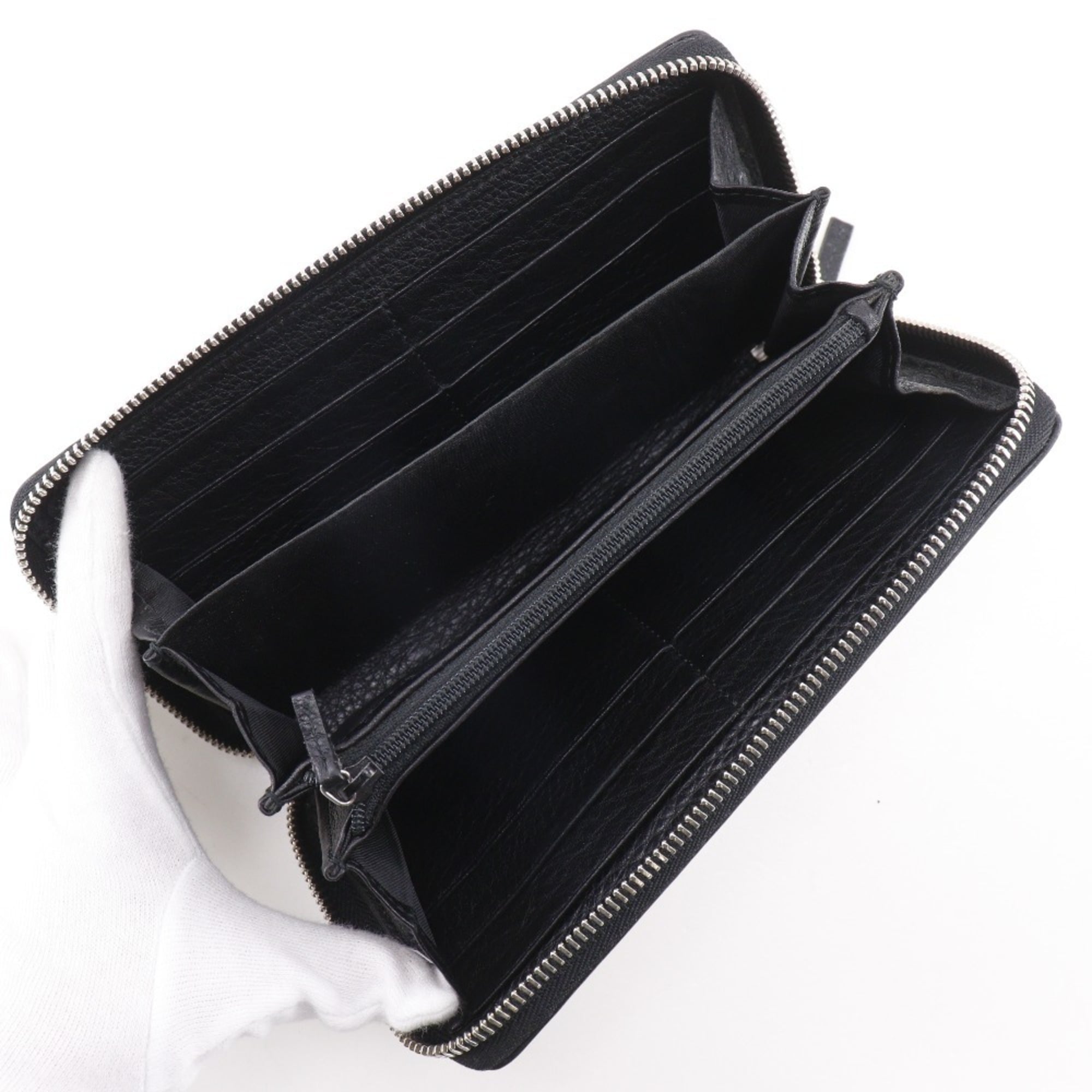 Gucci Sherry Line Long Wallet Interlocking G 308796 Leather Black Zipper Unisex